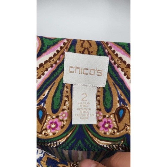 Chico's Victorian Kalidoscope Fall Gold Dress Long Sleeve Women's L (Vanity 2) - Picture 5 of 8